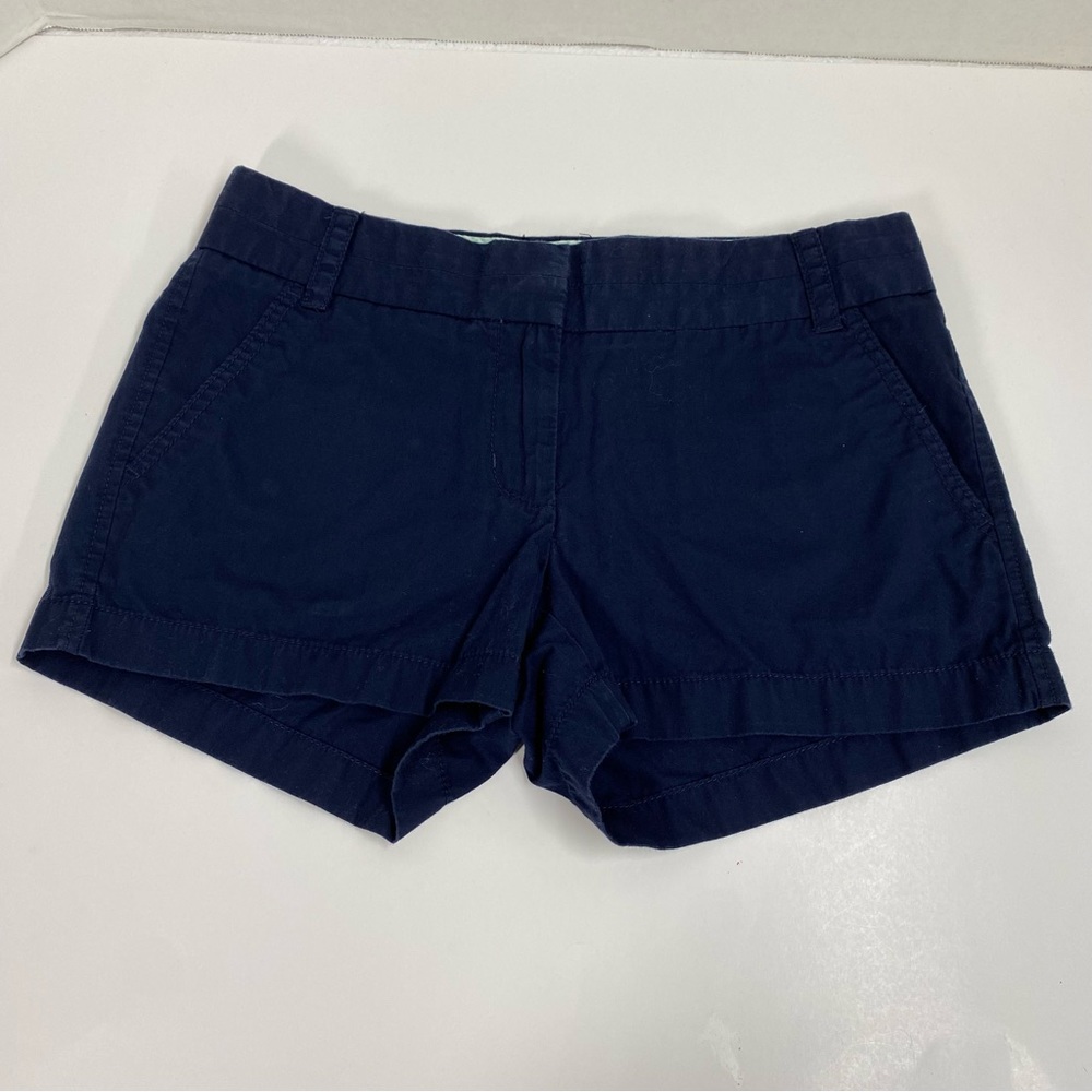 J. Crew Chino Broken-in Blue Shorts Size 0 100% Cotton Four Pockets Trendy Comfy